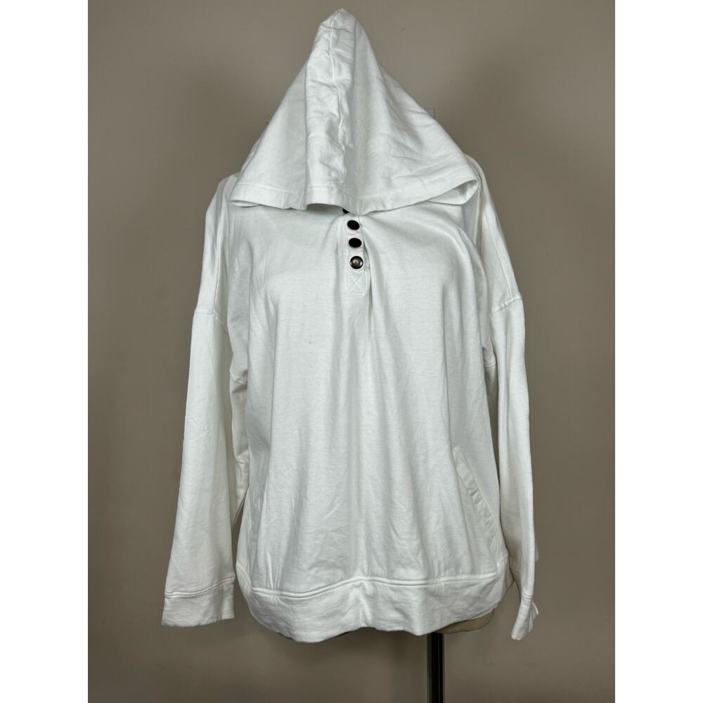 French Laundry Pockets 1/4 Quarter Zip Button Snap Hooded Sweater Women’s Size L